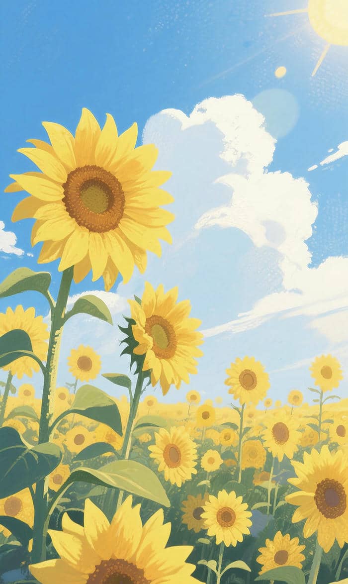 anime cầm hoa hướng dương