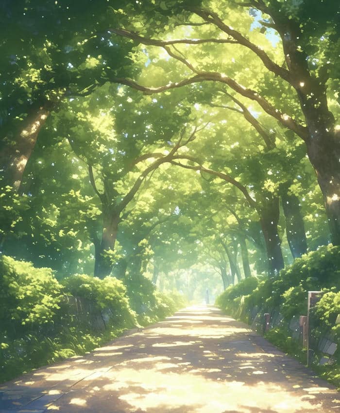 anime cảnh màu lá