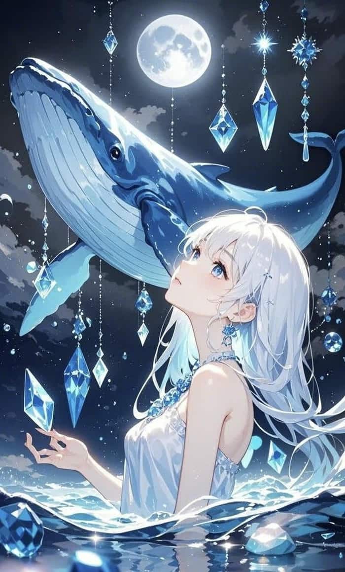 anime cảnh màu xanh￼