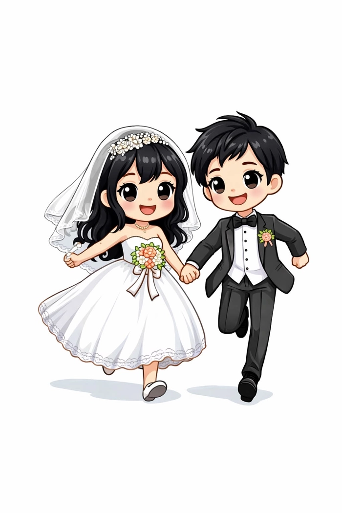 anime cặp đôi chibi cưới nhau siêu dễ thương