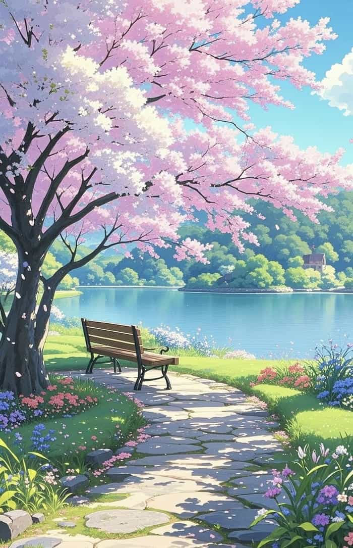 anime đi dưới hoa anh đào