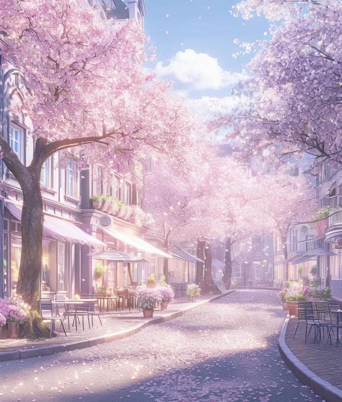 anime dưới hàng cây hoa anh đào