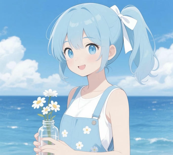 anime màu xanh dịu dàng