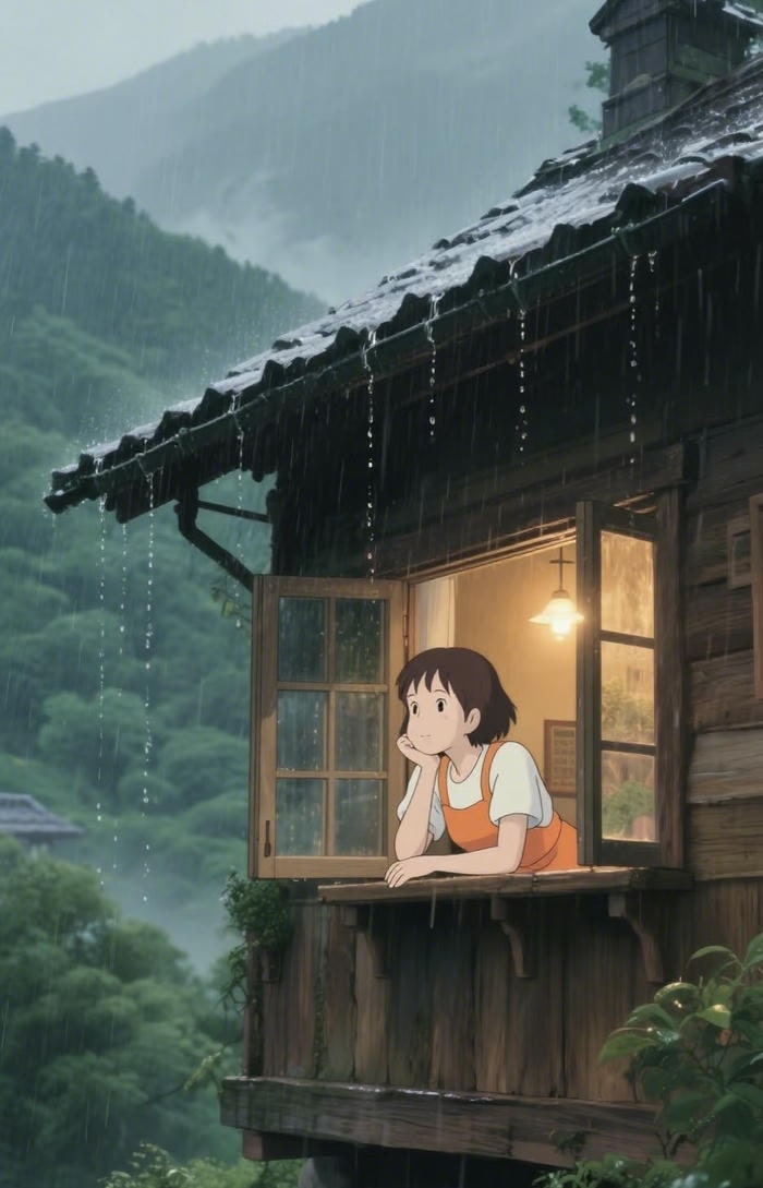 anime mưa rơi tâm trạng