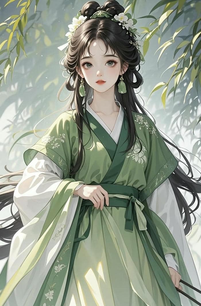 anime nền màu xanh lá