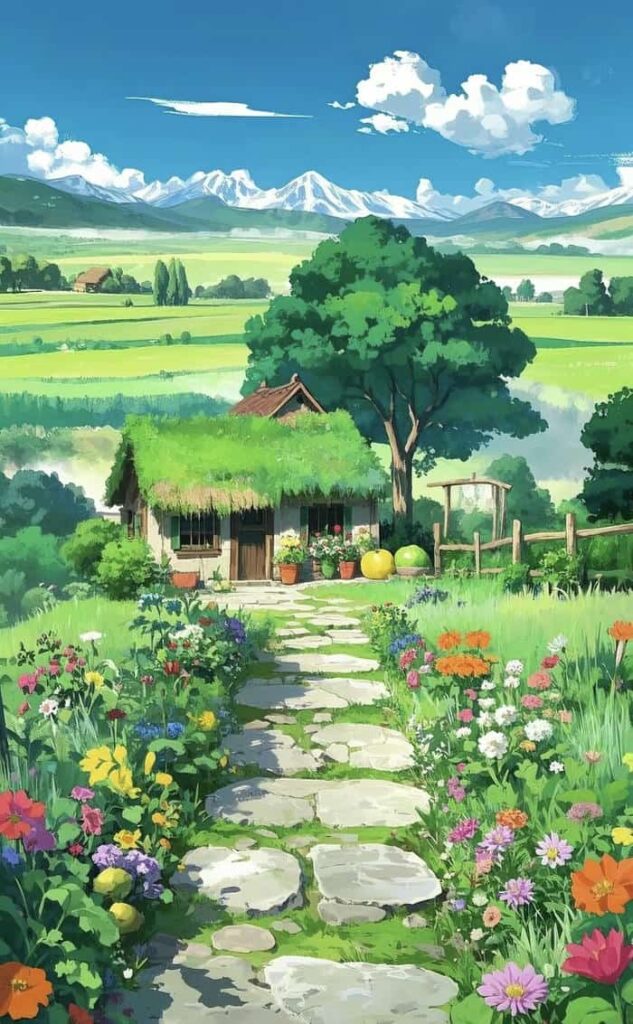 anime nền xanh lá