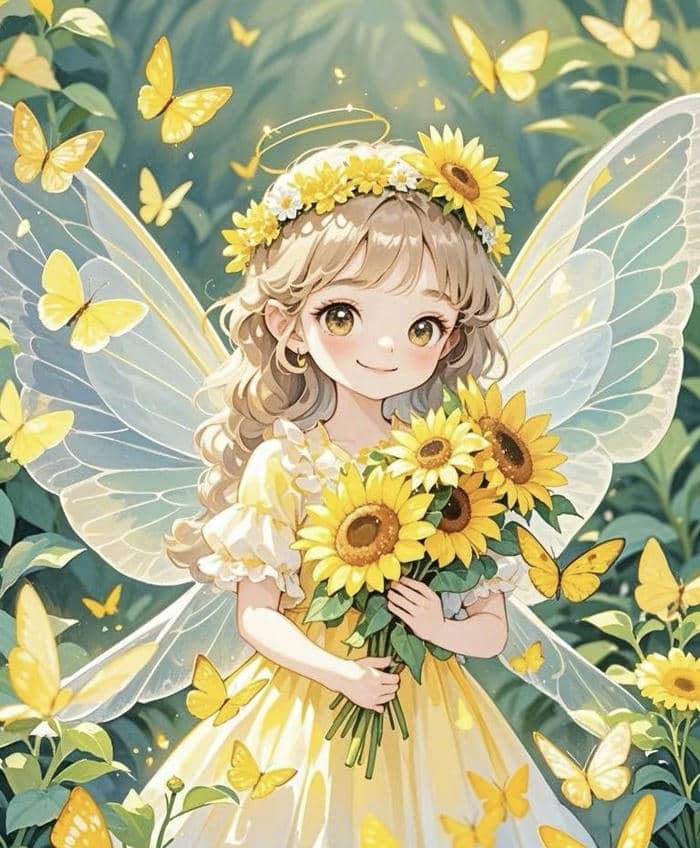 anime ngắm hoa hướng dương