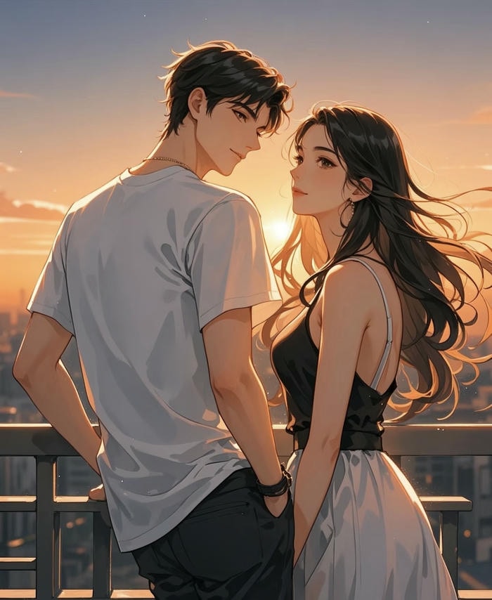 anime nhìn hoàng hôn