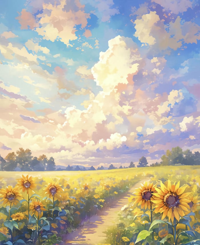 anime với bó hướng dương