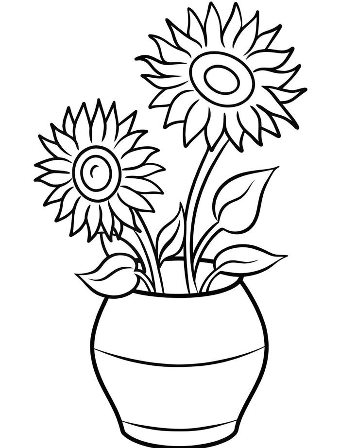 bản tô màu hướng dương ít chi tiết