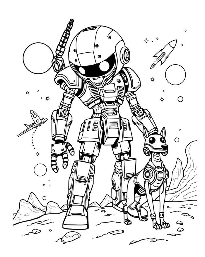 bản tô màu robot hình dáng vui nhộn