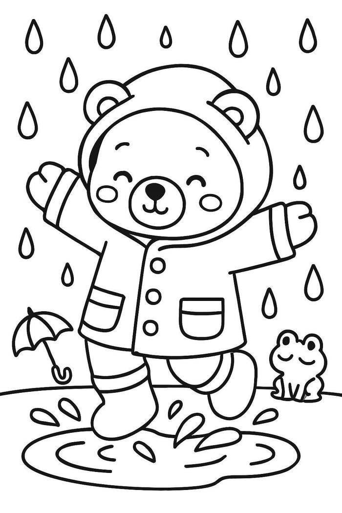 bản vẽ con gấu tô màu đơn giản