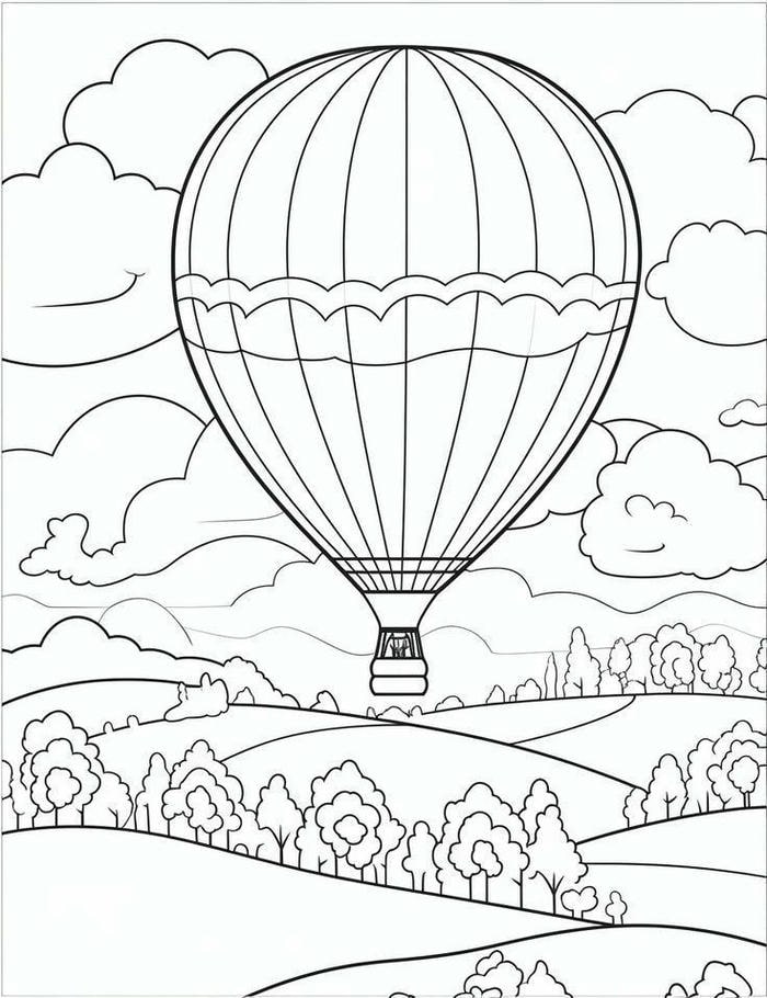 bản vẽ phong cảnh với mây trôi đơn giản