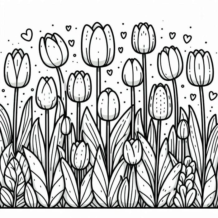 bản vẽ tulip dễ hoàn thiện màu