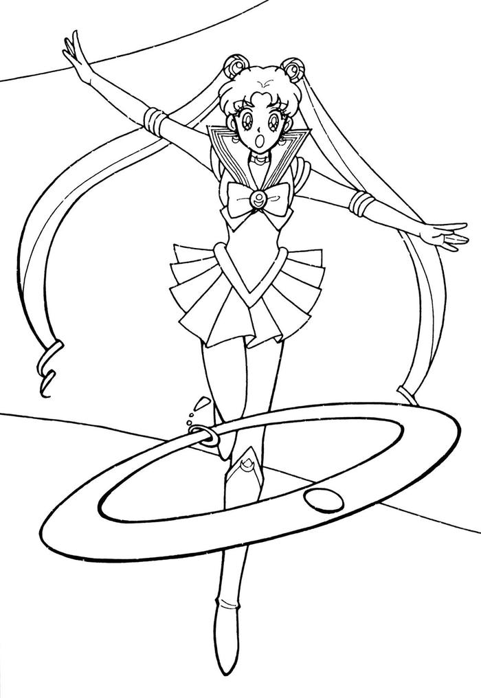 bé tập tô màu thủy thủ mặt trăng