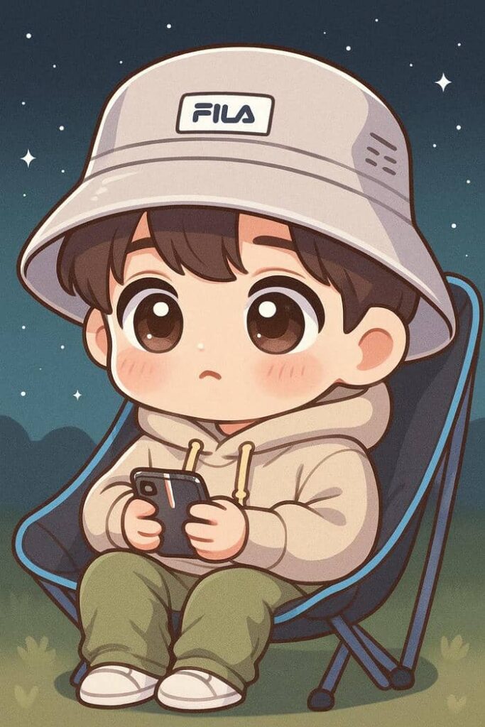 biểu cảm chibi bé trai tinh nghịch