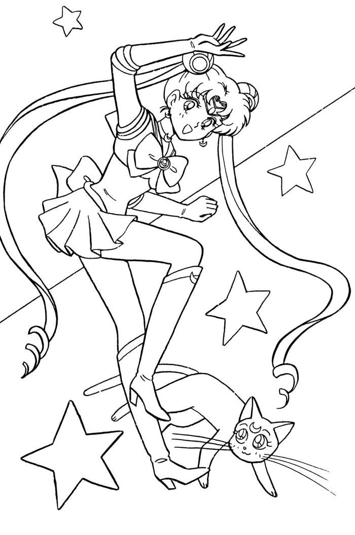 bộ sưu tập tranh tô màu thủy thủ mặt trăng dễ thương