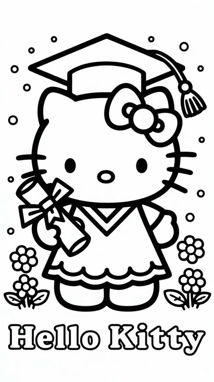 bức tranh tô màu hello kitty dễ thương hd