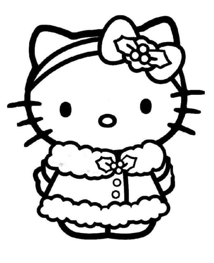 bức tranh tô màu hello kitty dễ thương