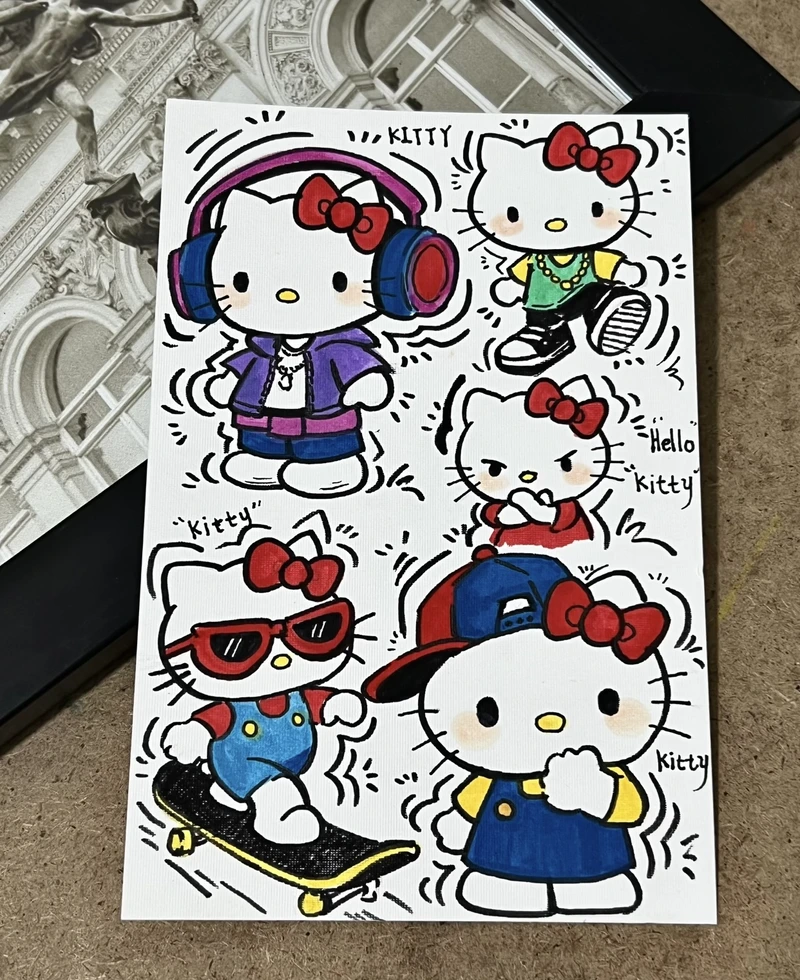 bức tranh vẽ Hello Kitty cute dễ thương đơn giản