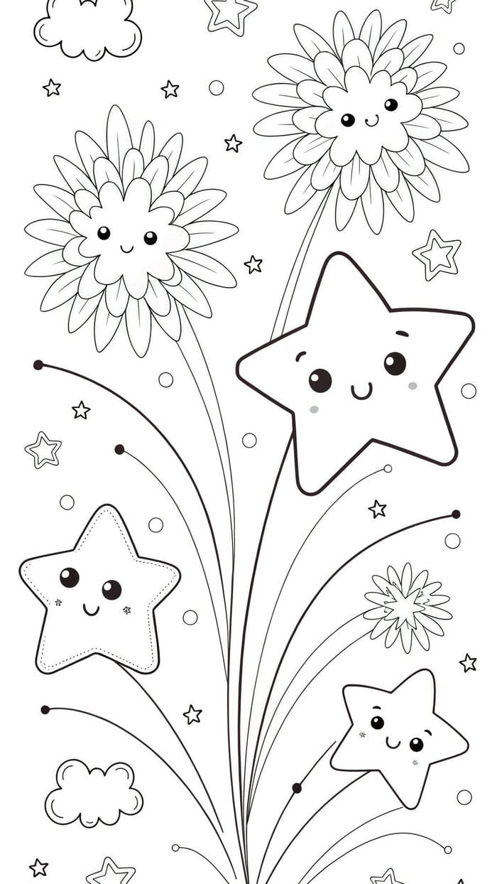 các trang tô màu ngôi sao cho bé