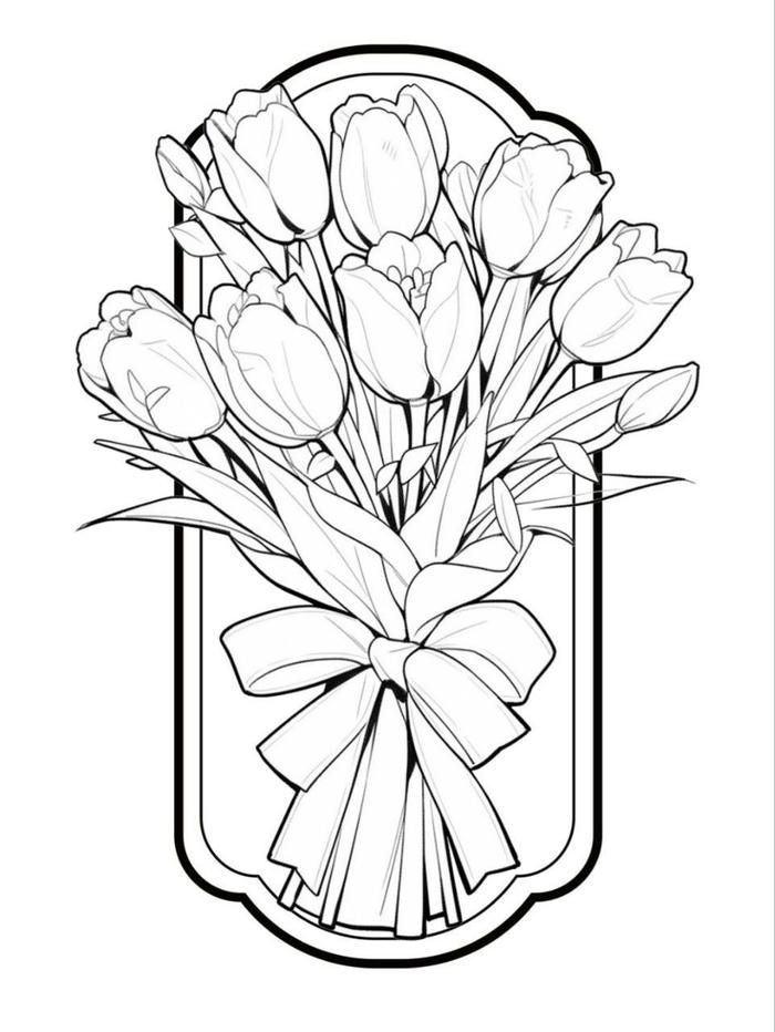 các tranh hoa tulip tô màu sáng