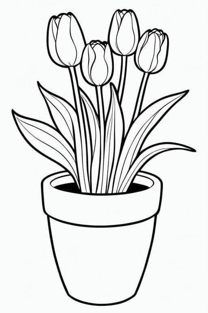 các tranh tô màu tulip ít chi tiết