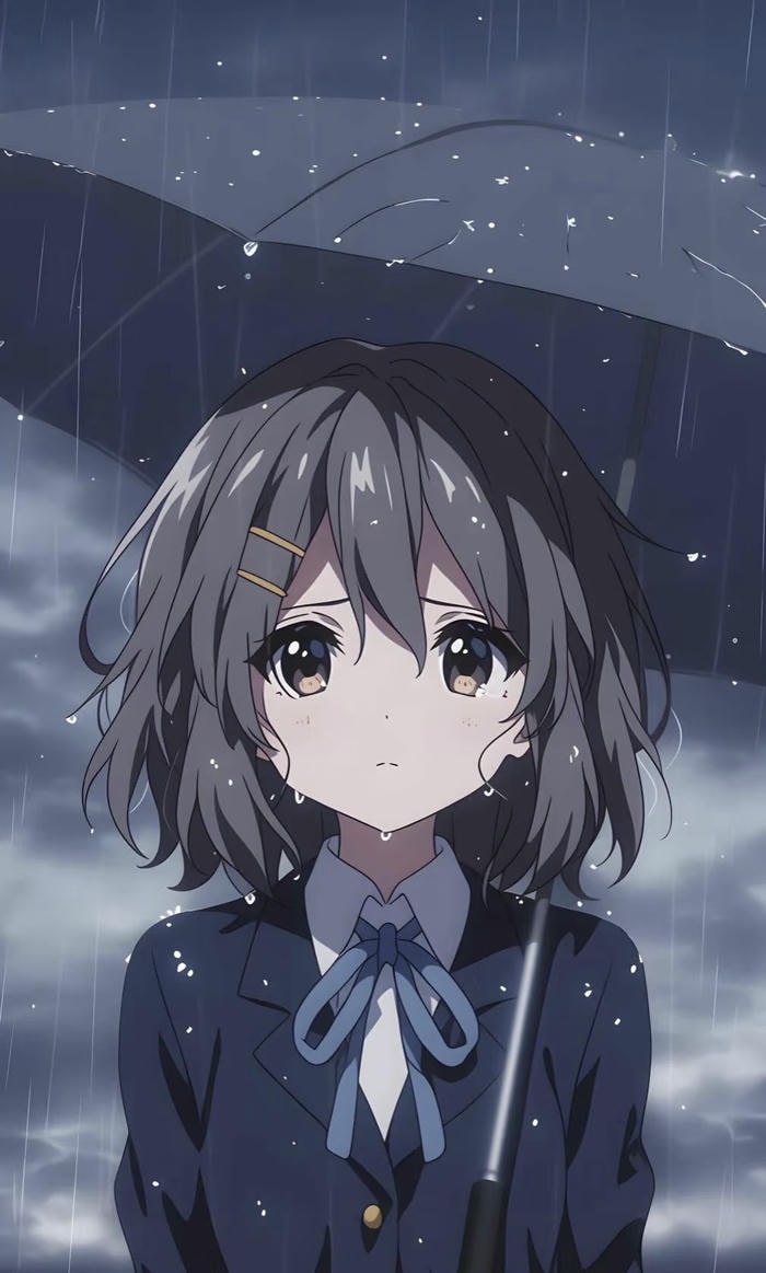 cảnh anime buồn mưa rơi