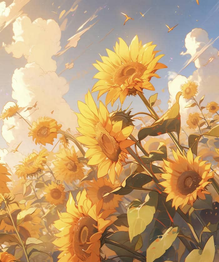 cảnh anime hoa hướng dương