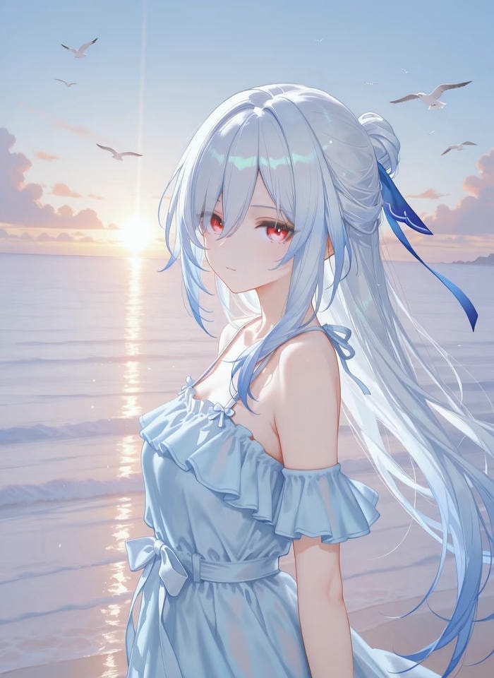 cảnh anime màu xanh