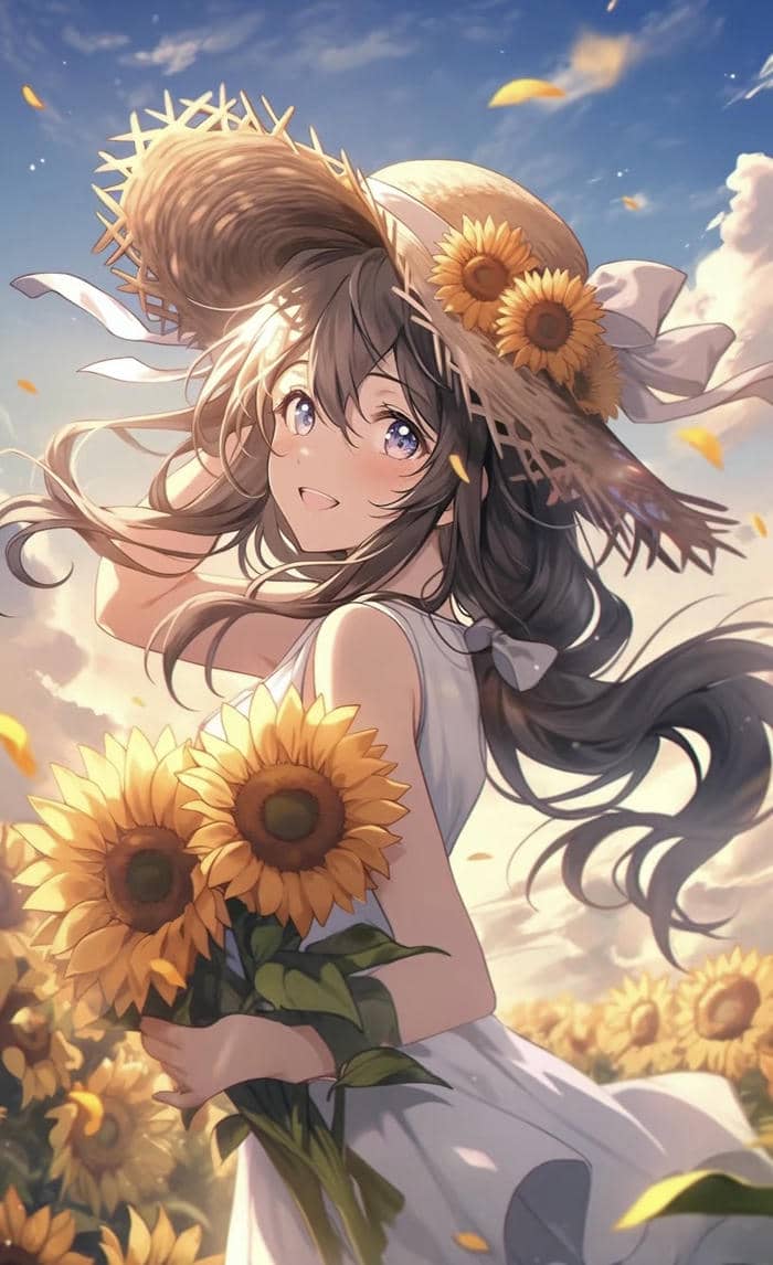 cánh đồng hướng dương anime