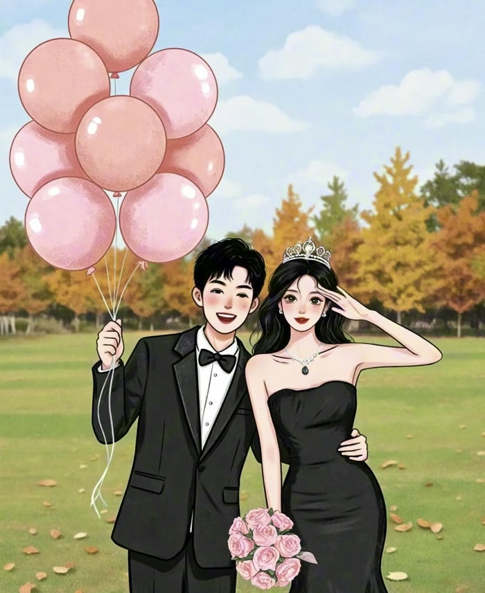 cặp đôi chibi bên nhau