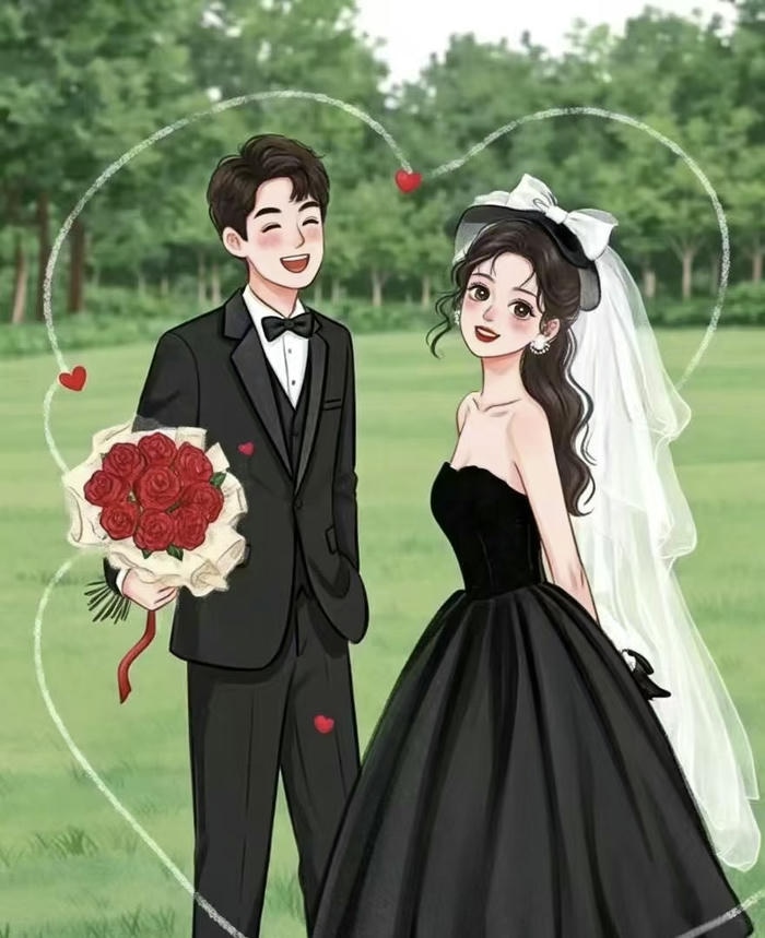 cặp đôi chibi cùng nhau đi dạo