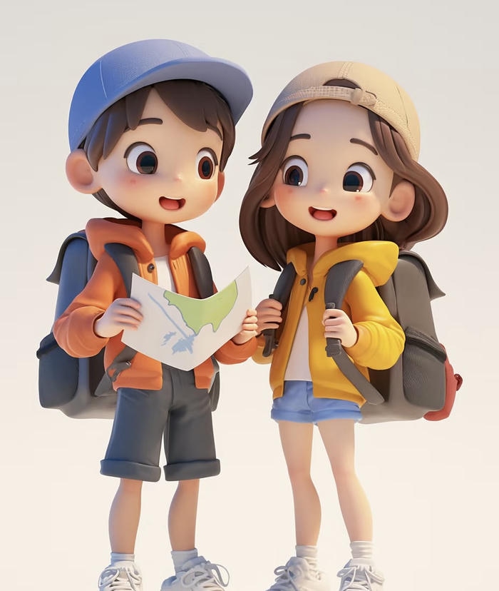 cặp đôi chibi đi học