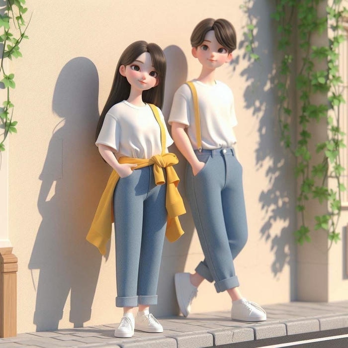 cặp đôi chibi mùa thu