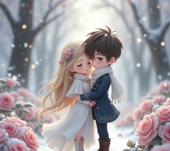 cặp đôi chibi ôm nhau