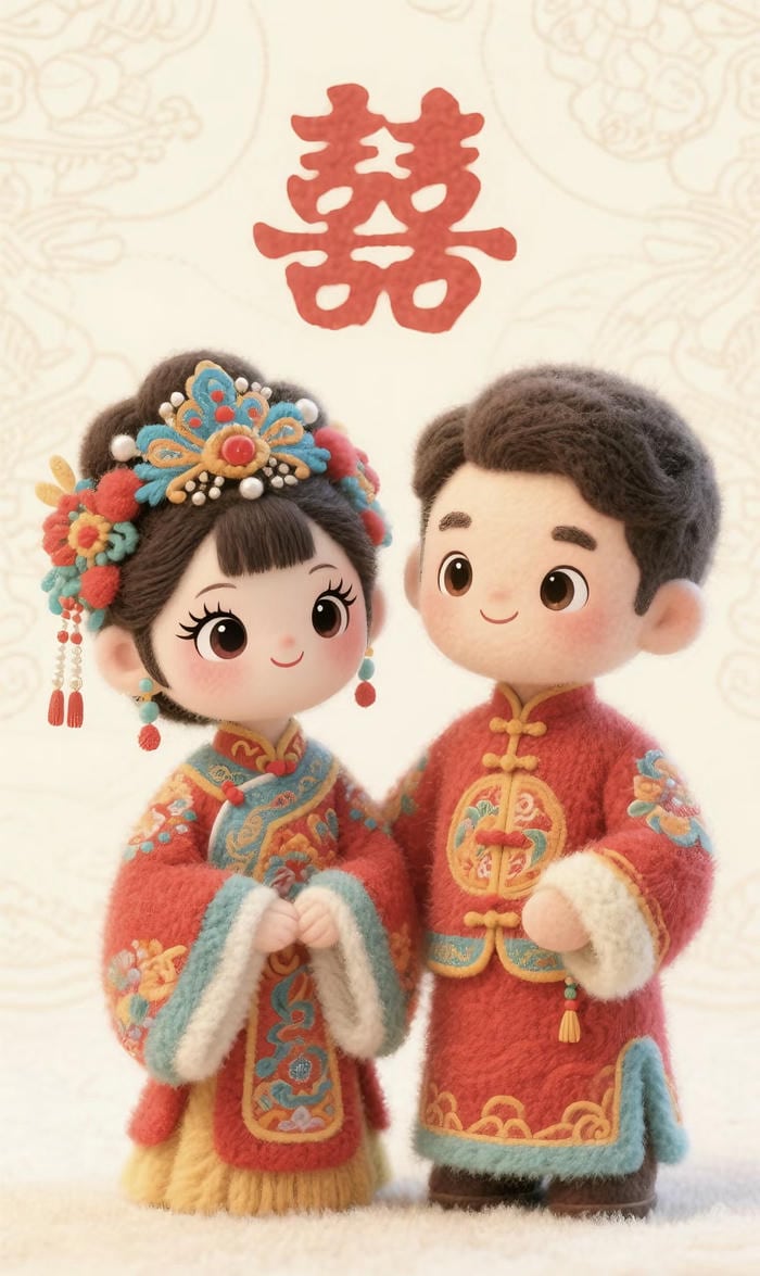 cặp đôi chibi trong lễ cưới