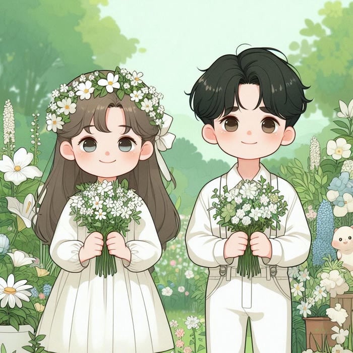 chibi cô dâu chú rể đẹp đôi