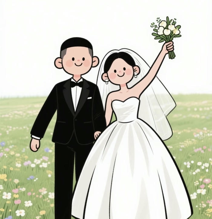 chibi cô dâu chú rể lãng mạn