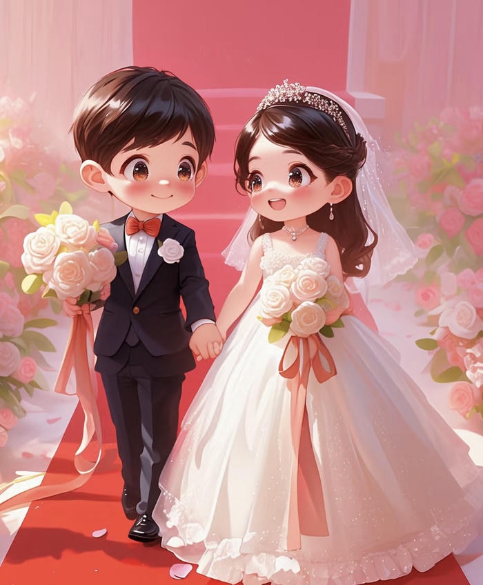 chibi cưới hạnh phúc