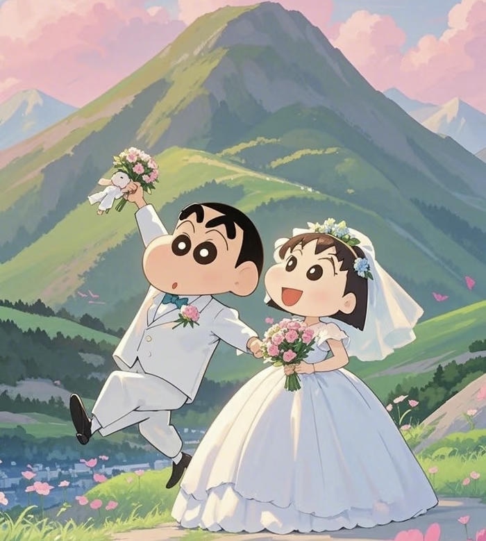 chibi cưới nắm tay đi chơi