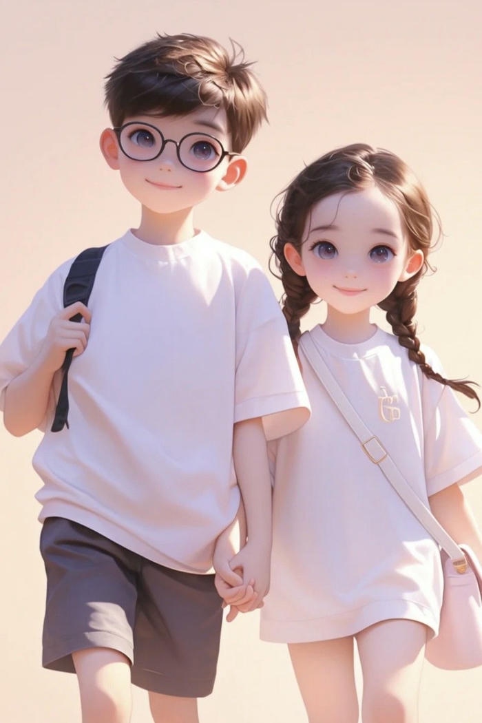 chibi đôi đi dạo