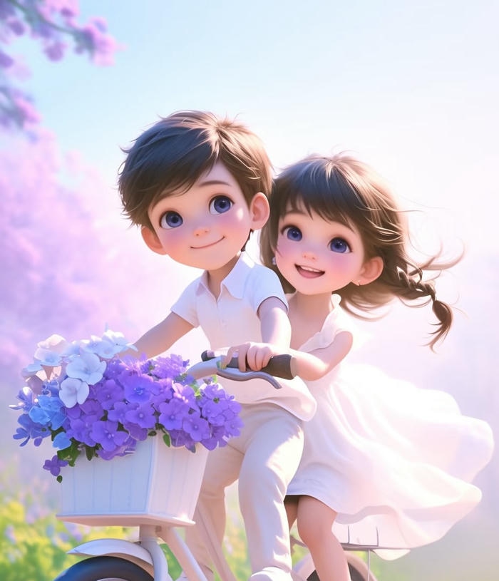 chibi đôi nắm tay đi chơi