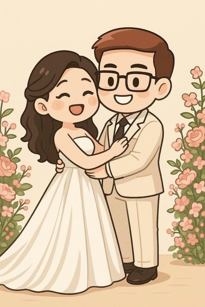 chibi đôi tạo dáng dễ thương