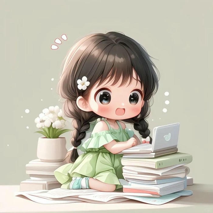 chibi học sinh với cặp sách