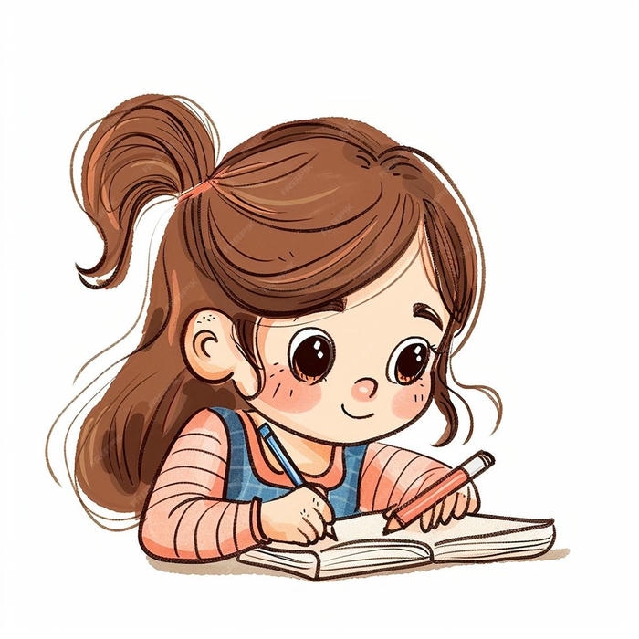 chibi học sinh với sách vở