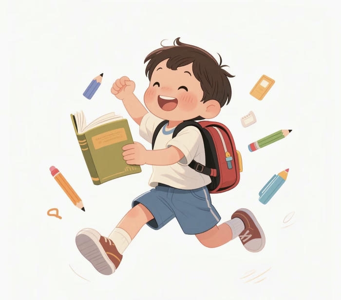 chibi học sinh vui vẻ