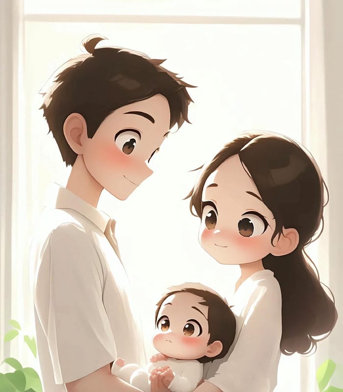 gia đình chibi cute nhìn rất yêu