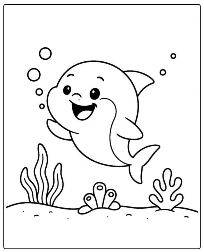 hình ảnh cá heo tô màu dễ tô và dễ nhìn
