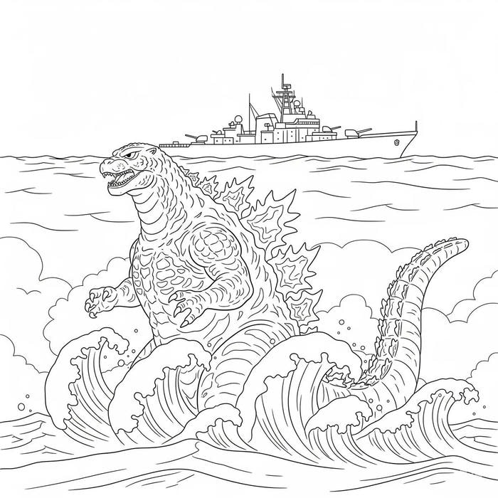 hình ảnh tô màu godzilla gai góc